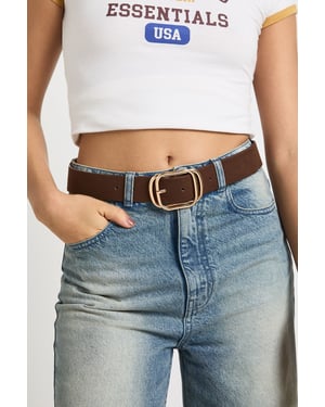 Faux Suede Double Buckle Detail Belt