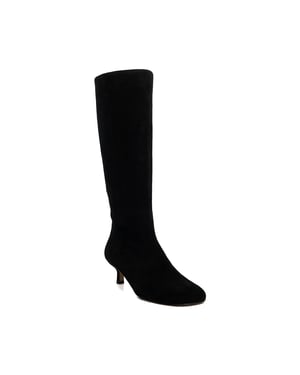Dune Ladies Searing - Suede Kitten Heel Knee High Boots