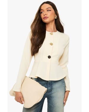 Gold Button Peplum Blazer
