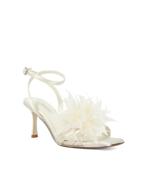 Dune Ladies Mylove - Open Toe Feather Trim Heel Sandal