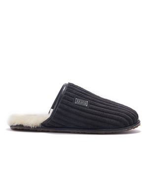 Mens Closed Mule Cord Black Mules