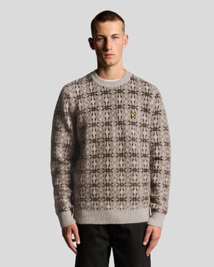 Lyle & Scott geborstelde intarsia gebreide trui met ronde hals - grijs