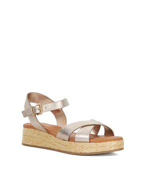 Dune Ladies Littleton - Leather Raffia Flatform Sandals