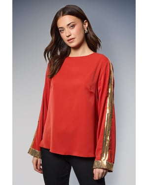 Long Sleeve Sequin Blouse