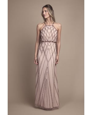 Sleeveless Sequin Maxi Bridesmaid Dress