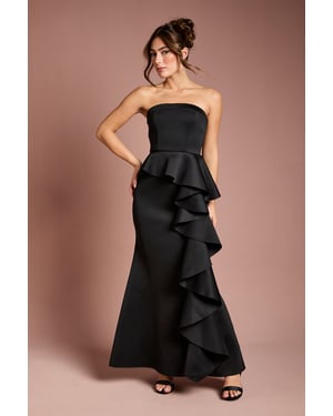 Bandeau Ruffle Stretch Crepe Maxi Dress