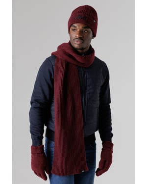 Wine Knit Hat, Scarf And Gloves Set