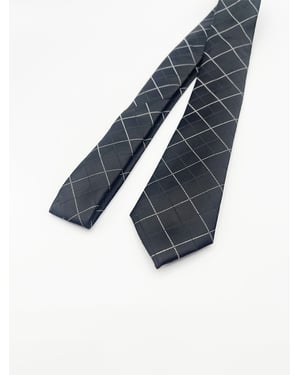 Minimal Check Print Tie in Black