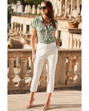 White Slim Leg Capri Trouser