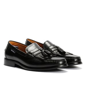 Ben Sherman Buster Leren Zwarte Mannelijke Instappers