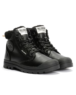 Palladium Pampa HI Snow Warm Leren Zwarte Laarzen Voor Dames