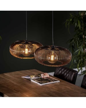Hoyz Hoyz hanglamp met 2 lampen koper kleurig 150cm disk vorm Ø43