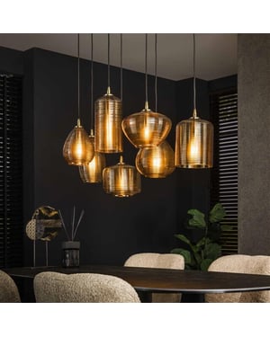 Hoyz hanglamp 4+3 stripe glass horizontal amberkleurig glas