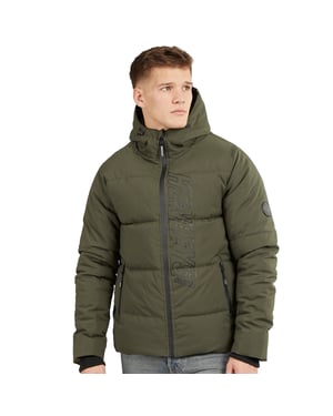 Henleys Heren Systeem Ski Puffer Jacket (Khaki Groen)
