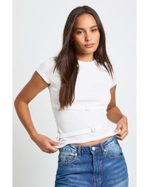 Rib Buckle Strap Detail Top