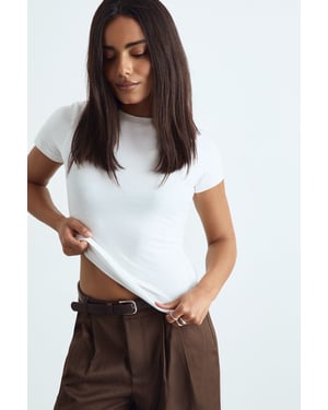 Basic Short Sleeve Longline Fitted Top