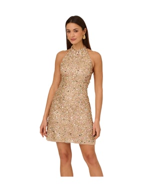 Beaded Halter Short Dress