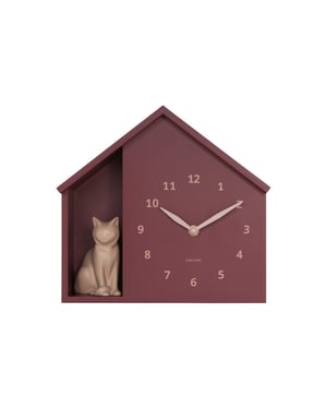 Karlsson wandklok siting cat bordeaux- Ø24,9cm