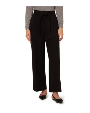 Twill Zip Fly Belted Wide Leg Trouser W/ Pintuck Front Detail