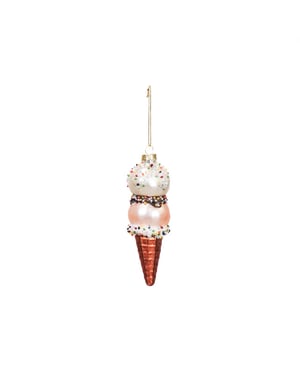 House Vitamin Xmas hanger ice cream glass pink/white 5x14cm