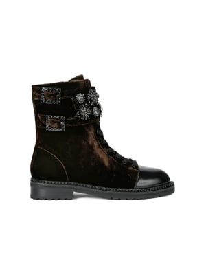 Kurt Geiger London Velvet Stoop Combat Boots