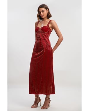 Velvet Embellished Strappy Maxi Dress