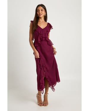 Ruffle Angel Sleeve Midaxi Dress