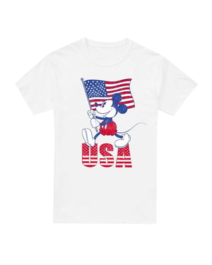 Disney Mens USA Mickey Mouse T-Shirt (White)