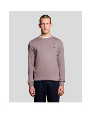 Lyle and Scott Cotton merino crew neck mauve