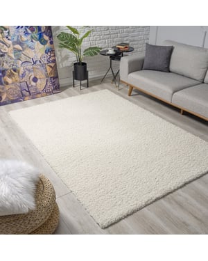 Muratap Loca shaggy vloerkleed creme hoogpolig- 400x500 cm