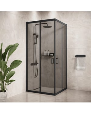 Badplaats Douchecabine dakota 80 x 80 x 190 cm zwart met douchewand