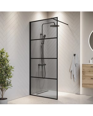 Badplaats Douchewand essos 50 x 200 cm zwart – inloopdouche 8 mm