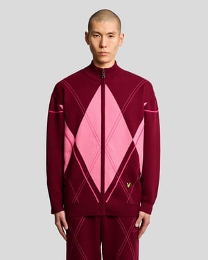 Lyle & Scott Argyle Stickad Träningsjacka - Vinröd
