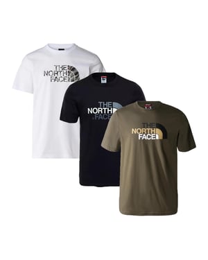 3 Pack The North Face Men’s Easy Tee T Shirt White/Black/Taupe