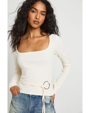 Ribbed Long Sleeve Ring Detail Top