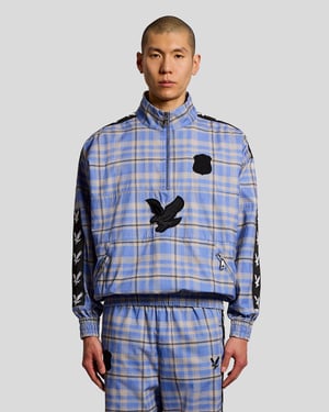 Lyle & Scott Nowhere FC Plaid Drill Quarter-Zip Top - Bonnet Blue.