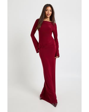 Drape Front Ruched Maxi Dress
