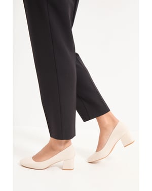 Good For The Sole: Fiorette Faux Patent Leather Padded Comfort Sock Low Block Heeled Court Shoes