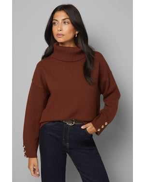Roll Neck Button Cuff Jumper