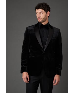 Black Velvet Slim Fit Tuxedo Jacket
