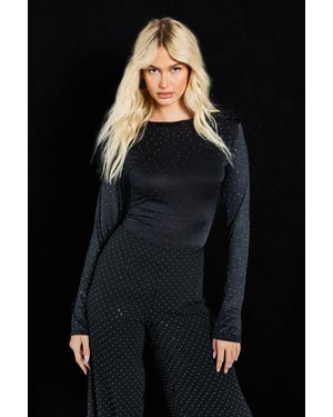 Hotfix Slinky Long Sleeve Crew Neck Bodysuit
