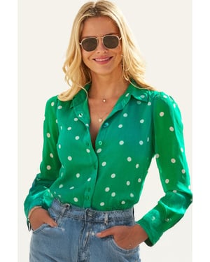 Green Spot Print Shirt