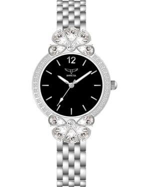 Invicta Wildflower 69112 Dames Horloge - Quartz Uurwerk - met zwarte Wijzerplaat - 30mm