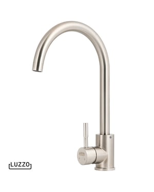 Luzzo ® lesina keuken­ mengkraan brushed steel – hoog model ronde uitloop 100%