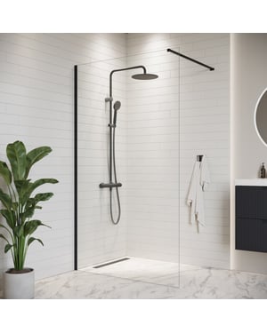 Badplaats Douchewand florida 100 x 200 cm zwart – inloopdouche 8 mm