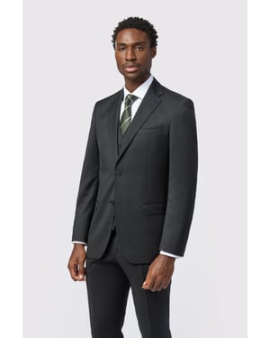 Tailored Fit Black Super 110''s Twill Jacket