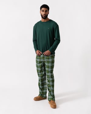 Relaxed Long Sleeve Pyjama Set in Dark Green