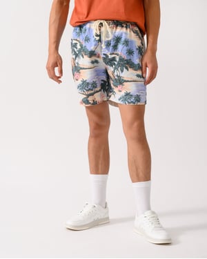 Regular Fit Printed Drawstring Regular Fit Shorts in Light Blue