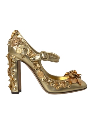 Gouden Mary Jane Pumps Hoge Hakkenstijl