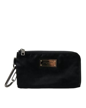 Svart Nylon Logoplatta Nyckelring Fodral Clutch Väskor
